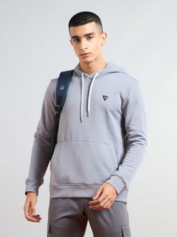 Technosport - Men Grey Solid Hoodie