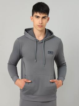 Technosport - Men Grey Solid Hoodie