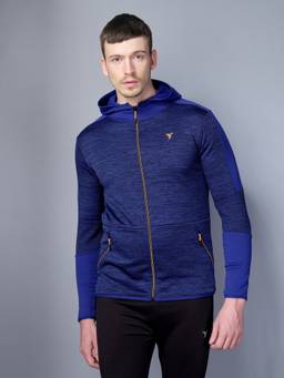 Technosport - Men Blue Solid Hoodie