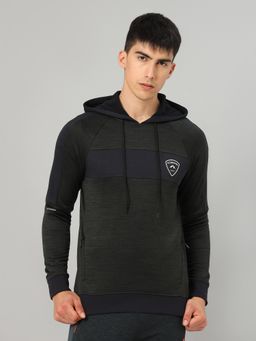 Technosport - Men Green Solid Hoodie