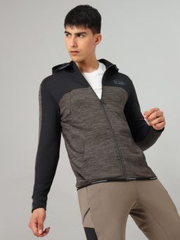 Technosport - Men Brown Colorblock Hoodie