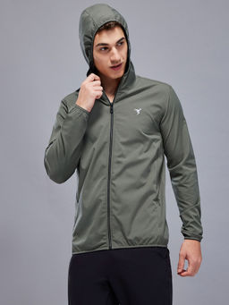 Technosport - Men Olive Solid Hoodie