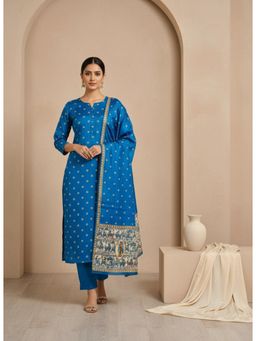 Gahan - Floral Printed Kota Chex Kurta Pant with Dupatta
