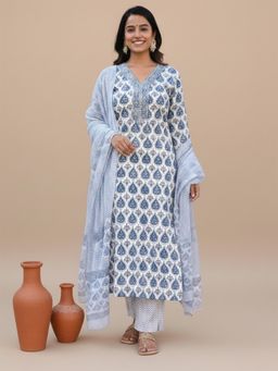 Gahan - Womens Cotton Blend Printed Kurta Pant With Dupatta