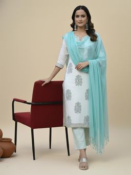 Gahan - Womens Cotton Blend Printed Kurta Pant With Dupatta