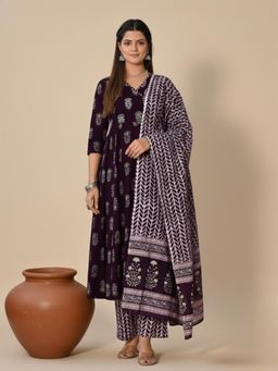 Gahan - Womens Cotton Blend Printed Kurta Pant With Dupatta