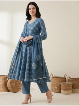 Gahan - Womens Cotton Blend Fabric Printed Anarkali Kurta Pant With Dupatta