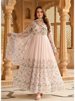 Gahan - Womens Printed Muslin Anarkali Kurta and Pant with Dupatta