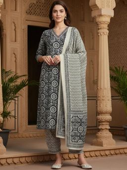 Gahan - Womens Cotton Blend Printed Kurta Pant With Dupatta