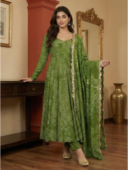 Gahan - Womens Printed Muslin Anarkali Kurta and Pant with Dupatta