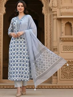 Gahan - Womens Cotton Blend Printed Kurta Pant With Dupatta
