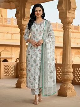 Gahan - Womens Cotton Blend Printed Kurta Pant With Dupatta
