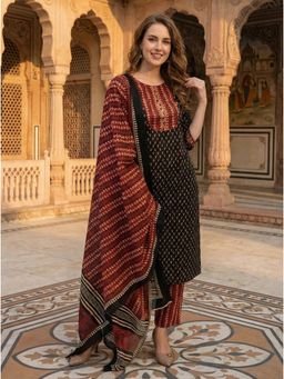 Gahan - Womens Cotton Blend Printed Kurta Pant With Dupatta