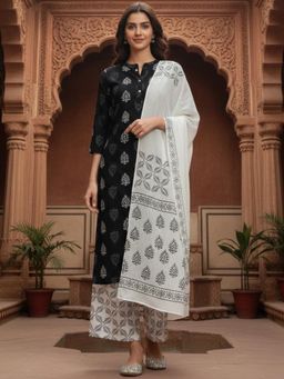 Gahan - Womens Cotton Blend Printed Kurta Palazzo With Dupatta