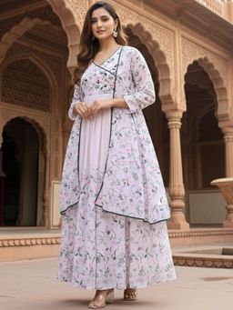 Gahan - Womens Printed Muslin Anarkali Kurta and Pant with Dupatta