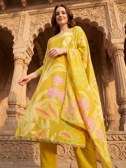 Gahan - Womens Cotton Blend Fabric Printed Kurta Pant With Dupatta