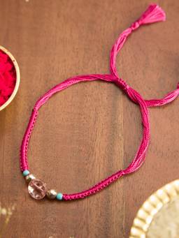 Fabindia - Women Pink Solid Rakhi with Roli and Chawal