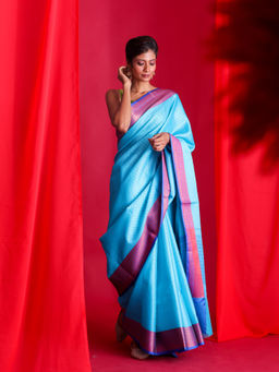 Beatitude - Blue Woven Banarasi Saree with Unstitched Blouse