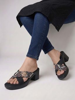 CHINRAAG - Elegant Cross Strap Wedge Sandals heels with Ethnic Printed Design