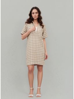 Twenty Dresses by Nykaa Fashion - Womens Classic Beige Checks Shirt Dress