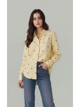 Twenty Dresses by Nykaa Fashion - Womens Yellow Heart Print Checks Casual Shirt