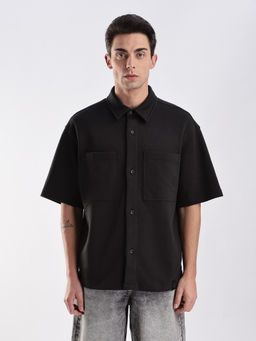 Calvin Klein - Solid Relaxed-Fit Cotton Black Shirt