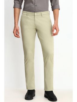 Allen Solly - Men Olive Slim Fit Textured Casual Trousers