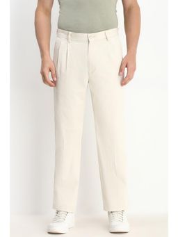 Allen Solly - Men Cream Regular Fit Solid Casual Trousers
