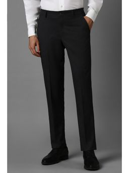 Louis Philippe - Men Black Slim Fit Solid Flat Front Formal Trousers