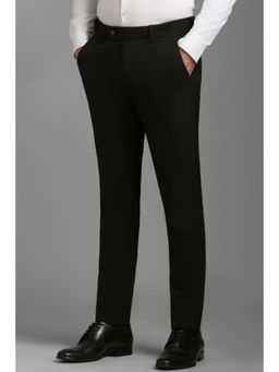 Louis Philippe - Men Black Slim Fit Solid Flat Front Formal Trousers