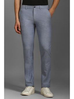 Louis Philippe - Men Grey Slim Tapered Fit Solid Flat Front Casual Trousers