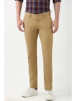 Peter England - Men Khaki Solid Low Skinny Fit Trousers
