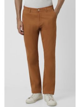 Peter England - Men Brown Solid Slim Fit Chino Casual Trousers