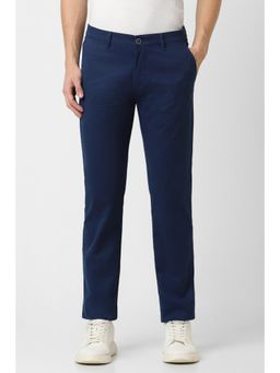 Peter England - Men Navy Solid Super Slim Fit Chino Casual Trousers