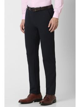 Peter England - Men Navy Solid Super Slim Fit Formal Trousers