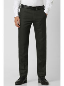 Peter England - Men Black Textured Ultra Slim Fit Trousers