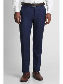Peter England - Men Navy Solid Slim Fit Trousers