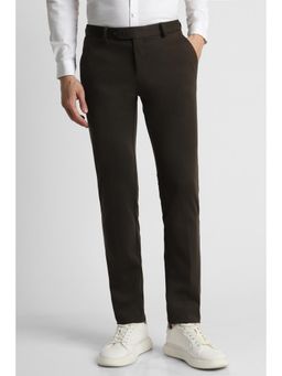 Peter England - Men Brown Solid Super Slim Fit Trousers