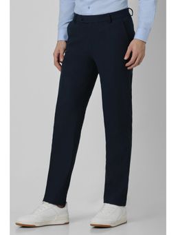 Peter England - Men Navy Solid Super Slim Fit Formal Trousers