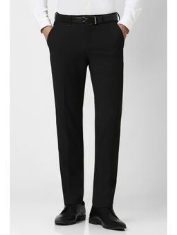 Van Heusen - Men Black Textured Slim Fit Trousers