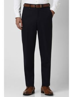 Van Heusen - Men Black Solid Regular Fit Trousers