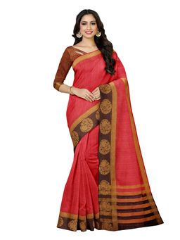 Mimosa - Pink Floral Embellished Saree With Unstitched Blouse