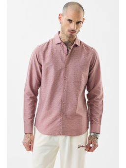 Snitch - Men Mauve Textured Casual Shirt