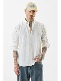 Snitch - Men Off White Stripes Casual Shirt