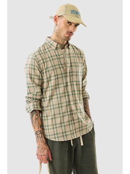 Snitch - Men Beige Checks Casual Shirt