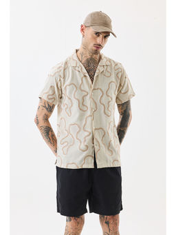 Snitch - Men Off White Embroidered Casual Shirt