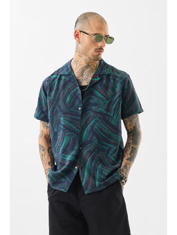 Snitch - Men Teal Abstract Casual Shirt