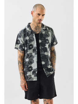Snitch - Men Grey Floral Casual Shirt