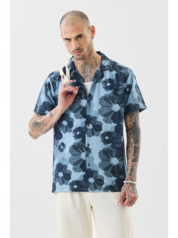 Snitch - Men Blue Floral Casual Shirt