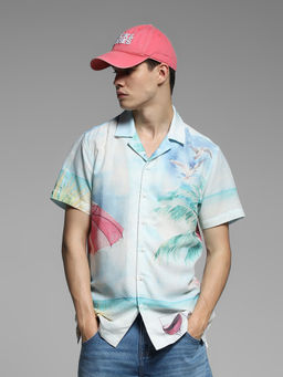 Jack & Jones - Men Blue Printed Casual Shirt